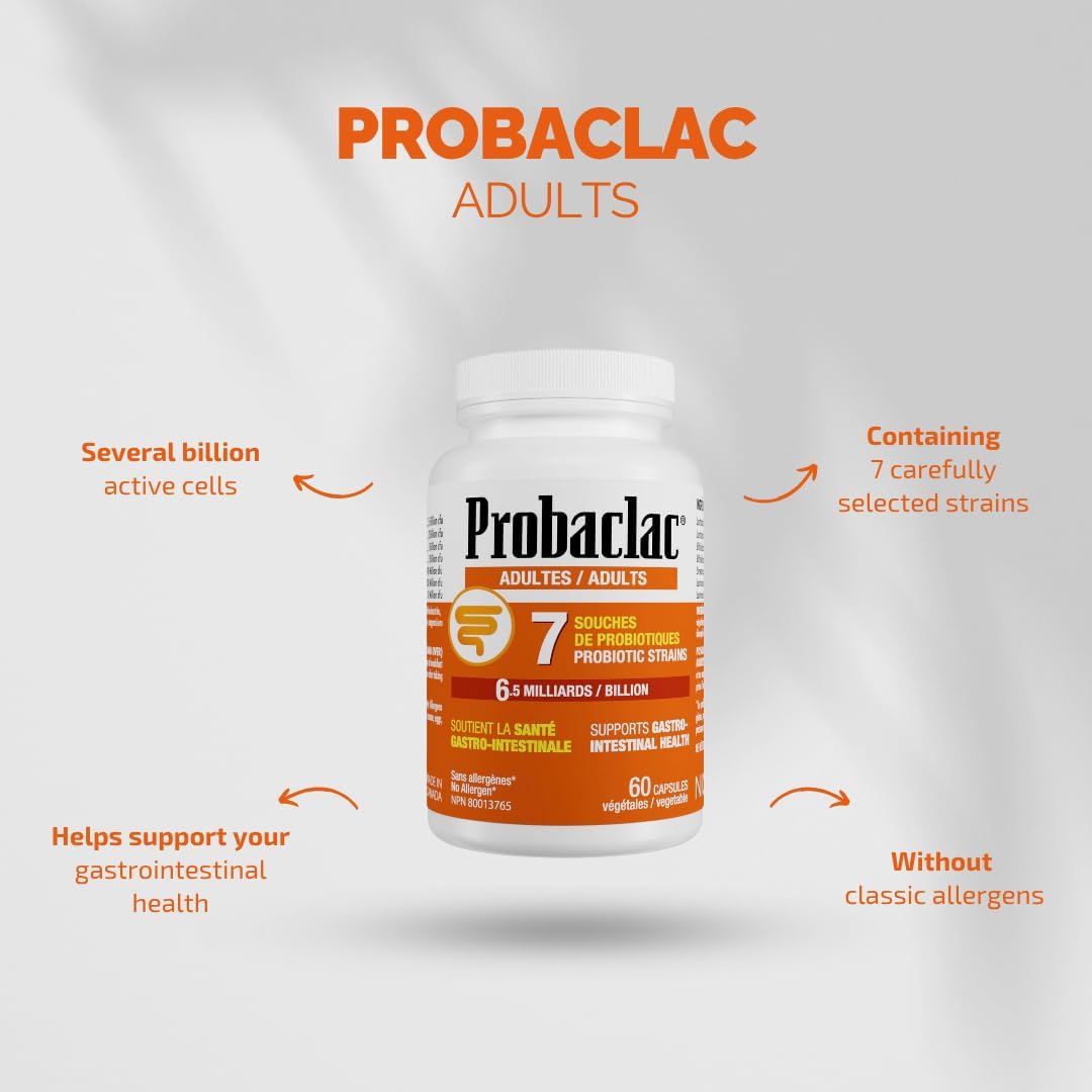 Probaclac Probiotics for Adults – Daily Gut Health & Immune Support, Relieves Bloating & Supports Digestive Balance – 60 Shelf-Stable Capsules, Dairy & Gluten Free(60)