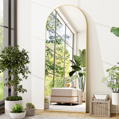 GLSLAND 28 X 71 Arched Full Length Mirror Gold Full Body Mirror Extra Large