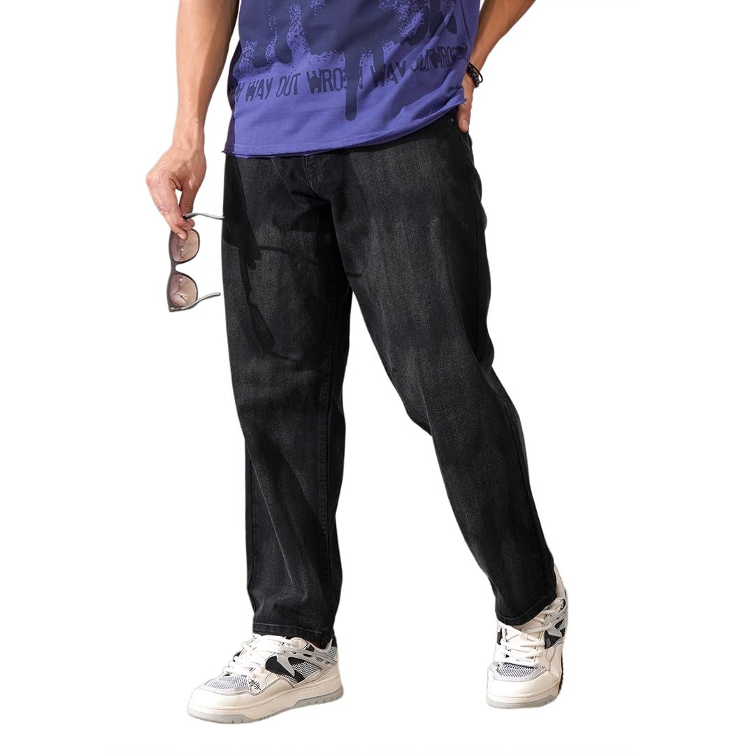 wrogn Men's 100% Cotton Jeans | Solid | Loose Fit-picture-38