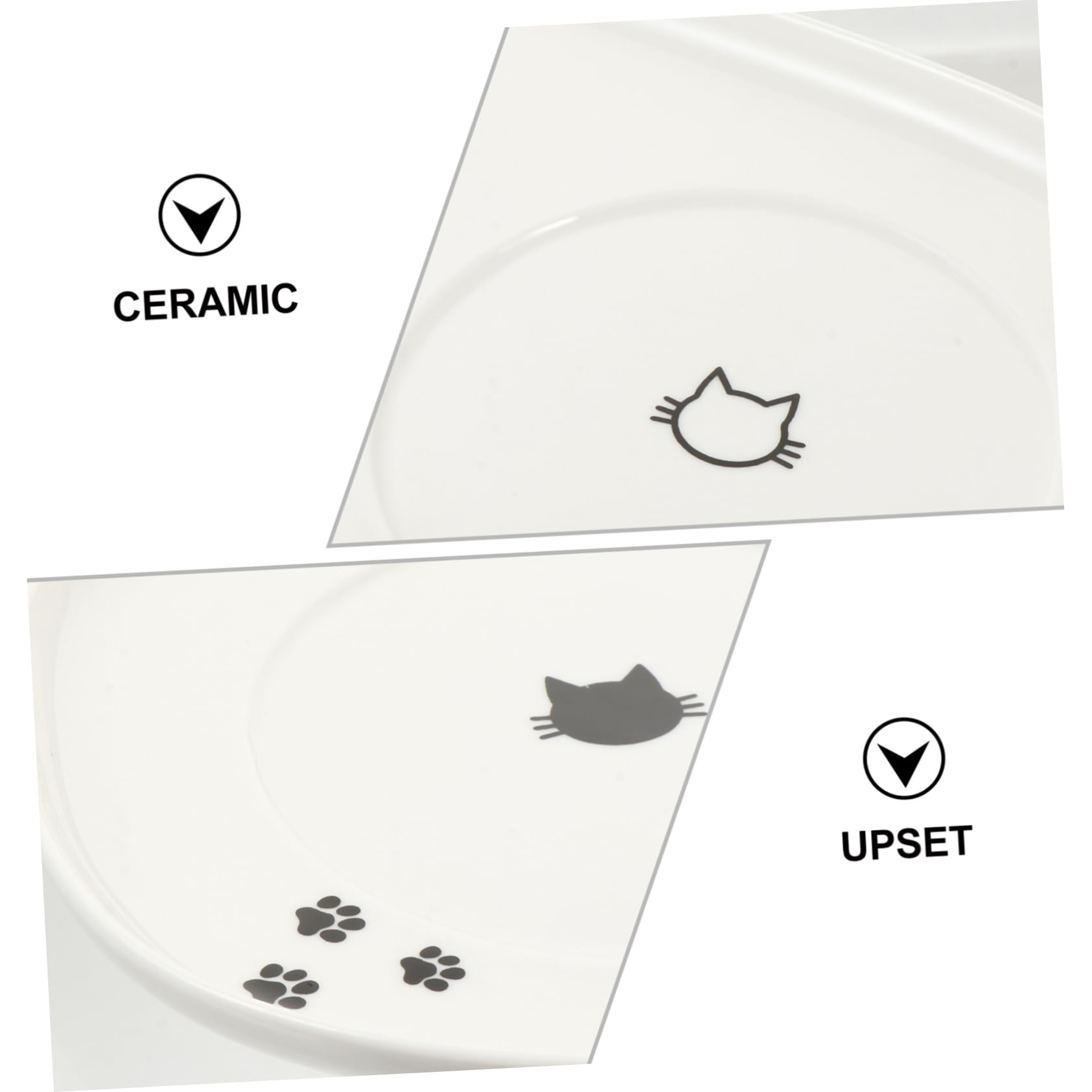 Kisangel Doppelter Keramik Futternapf für Katzen Futter und Wasserschale mit Praktischer Ablage für Böden Haustierzubehör für Kleine Hunde und Katzen