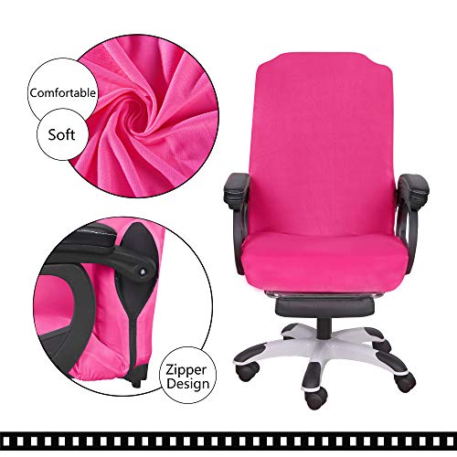 Image of SARAFLORA Office Chair Covers Stretch Washable Computer Chair Slipcovers for Universal Rotating Boss Chair Medium Size Dark Pink