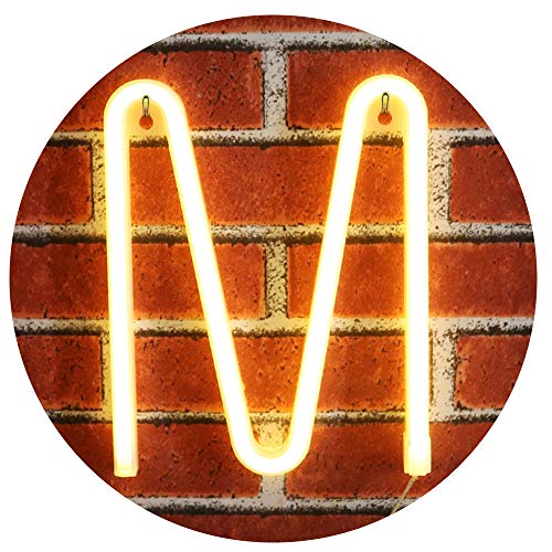 Light Up LED Neon Letters Sign Wall Decorative Neon Lights Warm White Alphabet Marquee Letter Lights For Birthday Wedding Party Decor - M