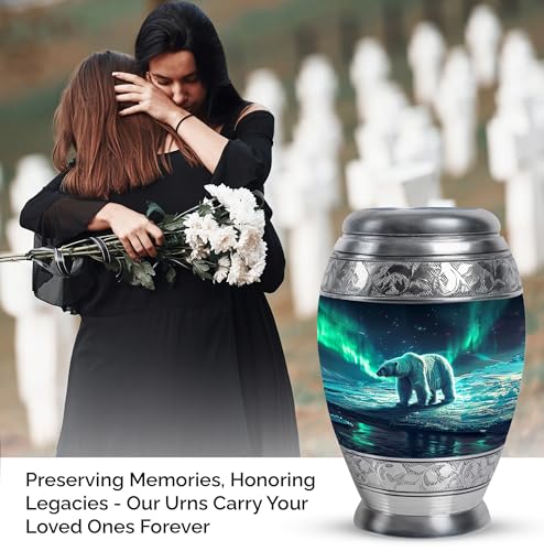 Image of Polar Bear Urn Human Ash Adult - Cremation Urns - Urn for Ashes Adult Male - Urns for Burial - Memorial Urns for Male & Female - 1 Large & 2 Small - Funeral Urns for Ashes Adult
