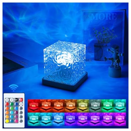 Avkast Ocean Wave Projector Light, Mood Lighting Ambient Lighting Luminorthe Cube Northern Lights Projector with 16 Colors and Dynamic Ripple Effect for Living Room Bedroom Decor - 5.1inch