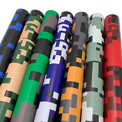 Cozylkx 30 cm × 100 cm Vinylfolie Camouflage Für Auto Motorrad Digital Mosaic Camo wasserdichte Autolackschutzfolie,Blau-Pink