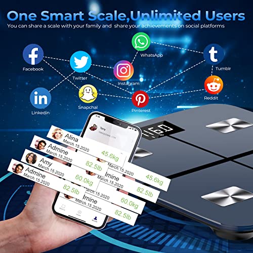 Weight Scale, Digital Bathroom Scale For Body Weight, Body Fat Smart Scale, 17 Accurate Body Composition Health Analyzer, Bluetooth Sync With App, Athlete Baby Mode, 440 Lbs, Incl Batteries #TOP4