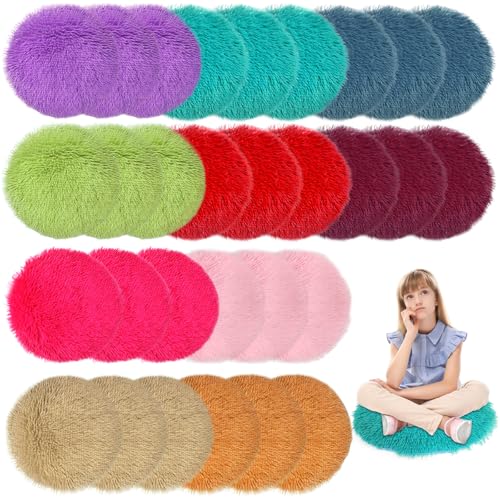 30 Pcs Kids Crazy Carpet Circle Seats 16 Inch Round Floor Mat Kids Floor Cushions Soft Colorful Educational Classroom Rug for School Home Group Activity Learning Marker Playing Areas