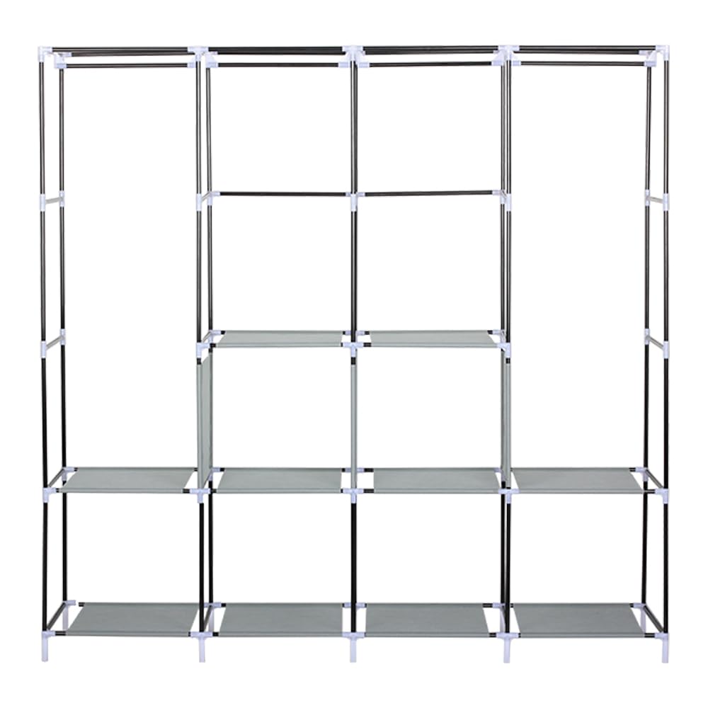 Armario Plegable, Armario de Ropa, Armario Organizador, Armario de Tela Portátil con 10 Compartimentos, Gran Capacidad, Ideal para Hogar u Oficina, 167 x 45 x 170 cm