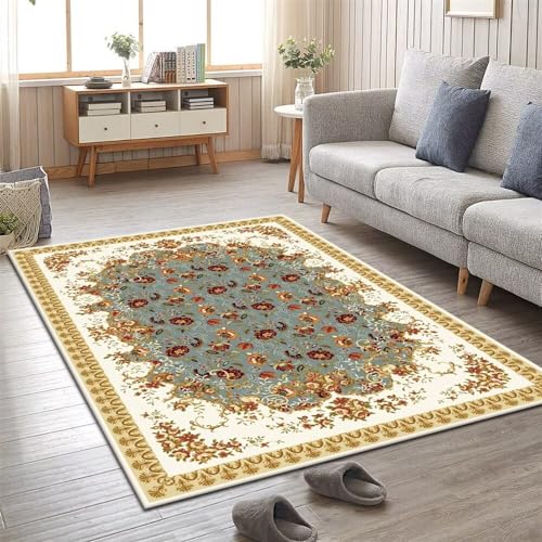 Tapis de table basse décoratif jaune 140x180cm au style pastoral - 2