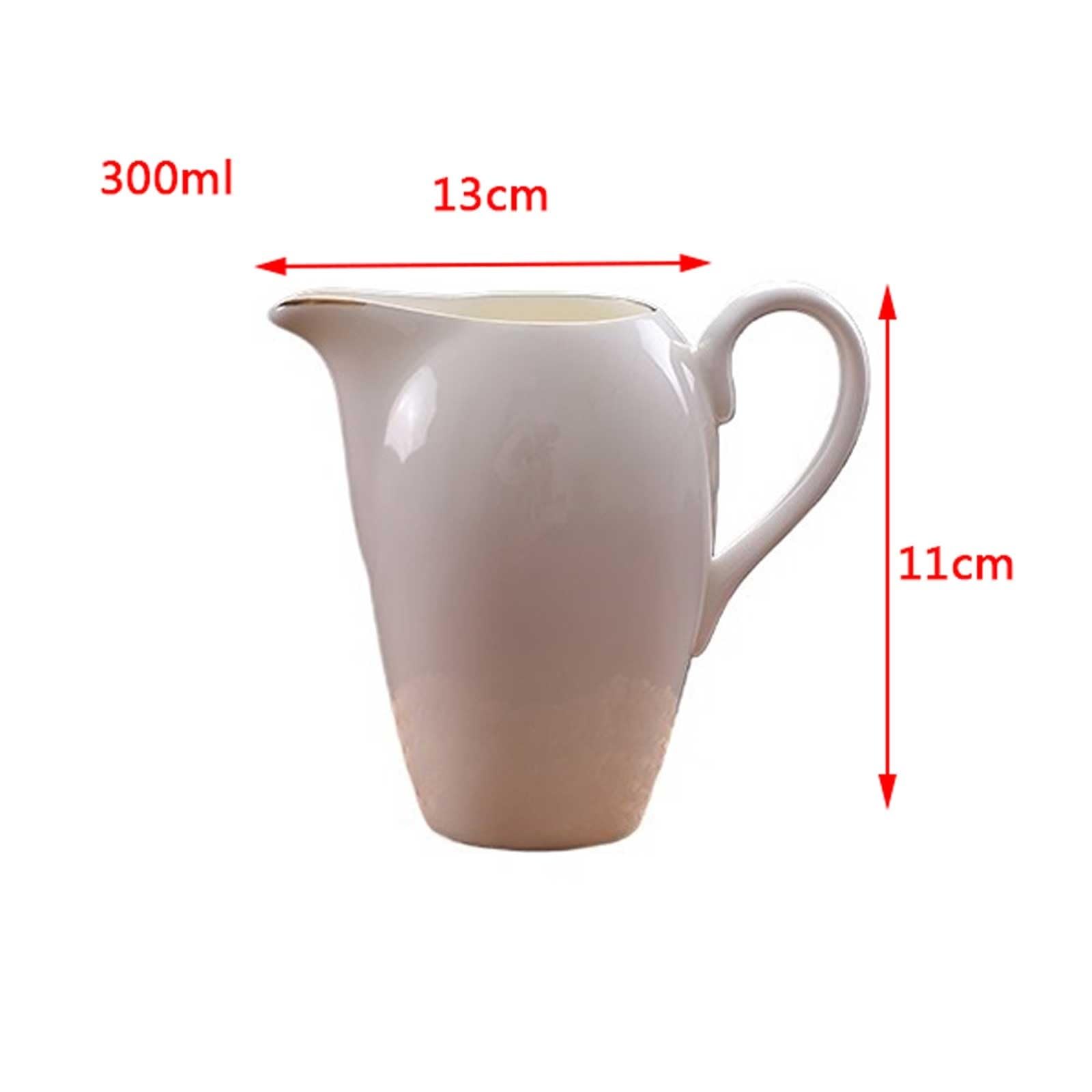 MRKU Pot à Lait, saucière, Tasse à Eau, pichet, Distributeur de crème et de café, sucrier avec poignée, 300 ML, en céramique, pour vinaigrettes, bouillons