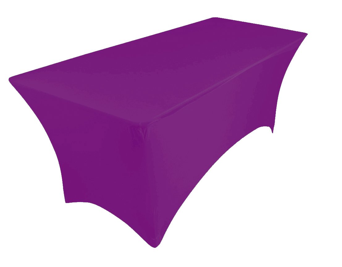 pod linen spandex stretch cover tablecloth for 6ft foot table 183x75x75cm (purple grape)