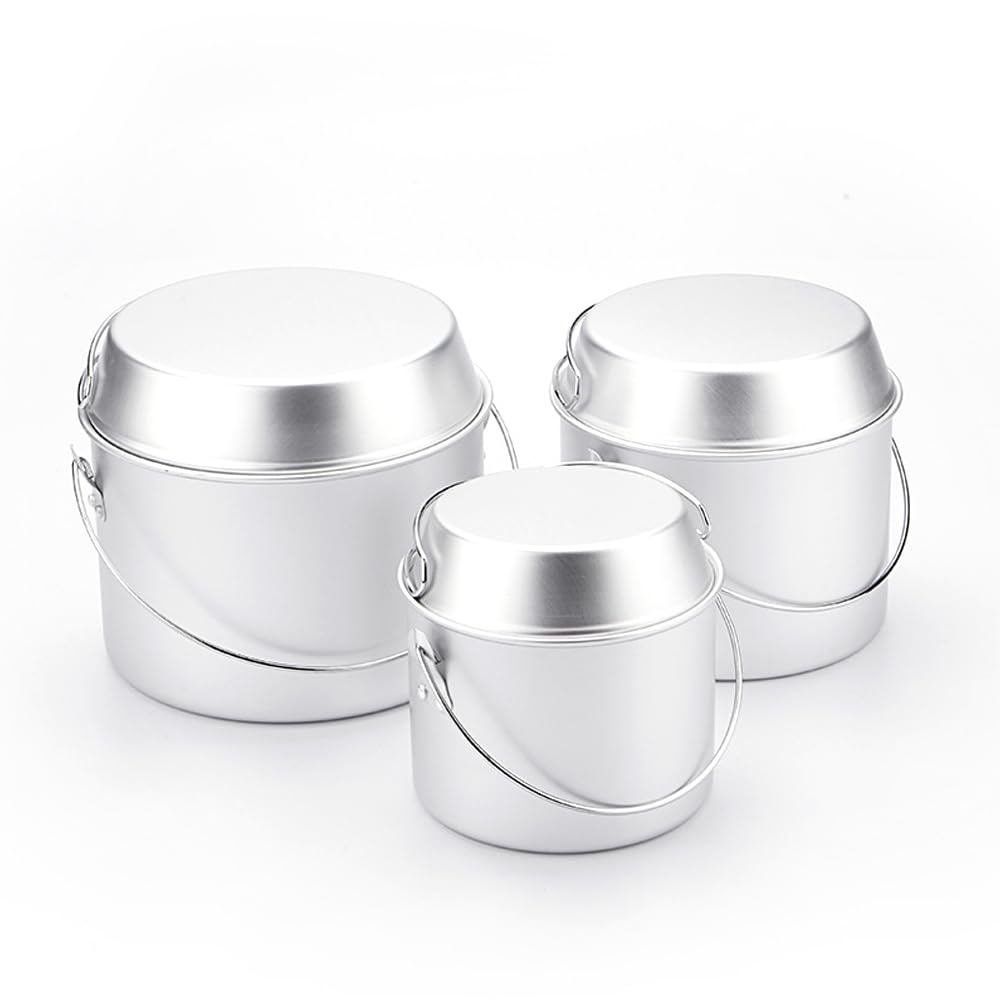 Bediffer Juego de Ollas de Camping de Aluminio con Asa Plegable