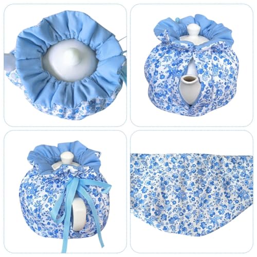 Image of JOONOR Tea Cosy - Cotton Printed Tea Cosy, Vintage Floral Dust Cover for Kitchen Tea Pot, Breakfast Warmer, Insulation and Keep Warm, Color#12