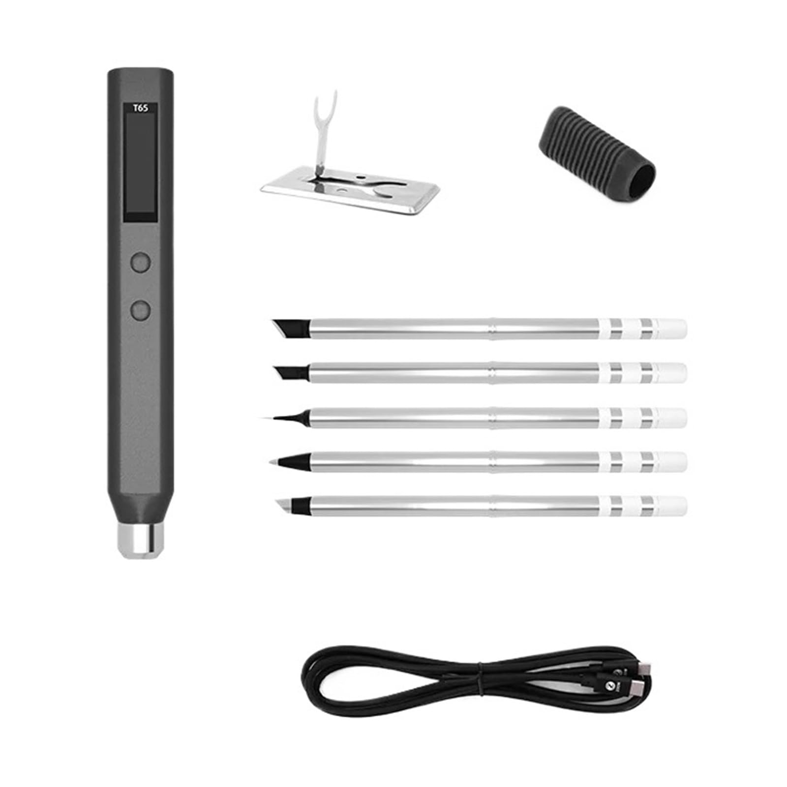 Soldador Eléctrico Inteligente Con Temperatura Ajustable, Estación De Soldadura Digital Portátil Calor Rápido 65W Calentamiento Preciso(6tips Set)