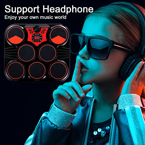 Iword Electronic Drum Set, Tabletop Electric Drum Kit, 7 Pad Portable Electric Drum Set With Digital Panel, Built-In Speakers, Pc Connection Support, Ideal Gift For Kids And Drum Lovers #TOP2