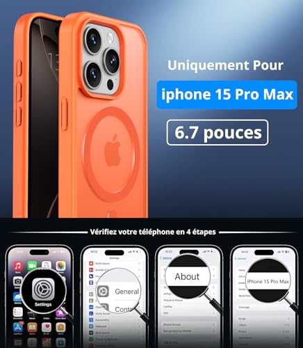 Coque iPhone 15 Pro Max orange avec MagSafe pour sécuriser vos déplacements - 4