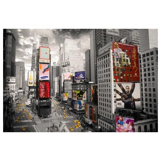 Empire 499363 affisch "New York Times Square 2" träskiva på MDF-skiva mått 90 x 60 cm färgljus