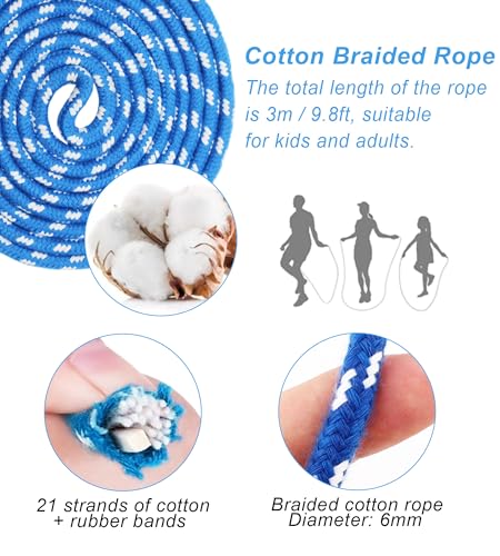 Jump Rope for Women Men Kids, EGOSKY Adjustable Wooden Handle Skipping Rope for Adult Boys Girls Fitness Exercise Outdoor Activity (Blue) - Thumbnail 4