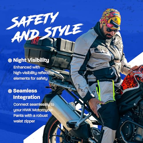 HWK Adventure Touring Motorcycle Jacket for Men, Water Resistant Cordura Textile Biker Jacket for Men, Durable and Stylish Moto Gear with CE Armor for Enduro Motorbike Riding - Black, XL - Image 7