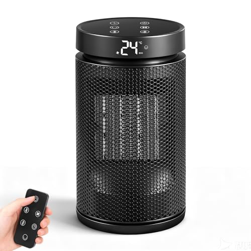 Heizlüfter Energiesparend, 34 dB Leiser, 2000W Elektroheizung PTC- Keramik Heizung, 3 Modi Tragbare Heizstrahler mit Thermostat, Überhitzung & Tip Over Schutz, 24H Timer, für Indoor
