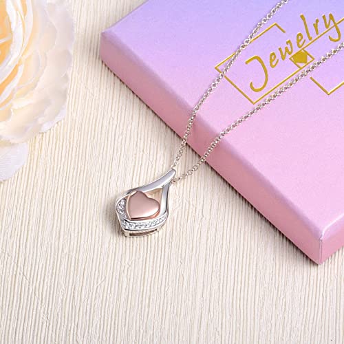 Acjfa Cremation Jewelry 925 Sterling Silver Teardrop Urn Necklace For Ashes Heart Shape Memorial Keepsake Pendant Heart Urn Ring Holds Loved One Ashes Forever In My Heart Memorial Keepsake #TOP2