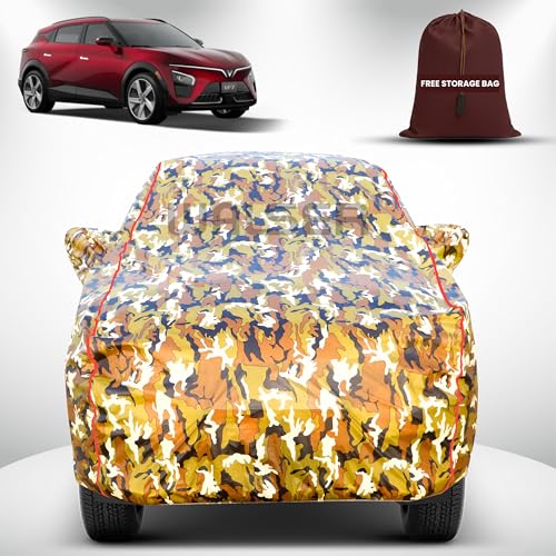 Image of Walser Waterproof Car Cover for Vinfast VF 7 | All-Weather Full Car Body Protection | with Mirror & Antenna Pocket | Dustproof, Windproof & Anti-Scratch Lining, Camouflage