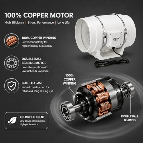 Image of Inline fan (12 inch /3000mm) Silent Mix Flow /Inline Duct Fan /Exhaust Inline /Circular Inline Fan /Air Circulation System /Fresh Air System, White 2 Speed | 275W |Air Flow 2900m3 /h | Copper Motor