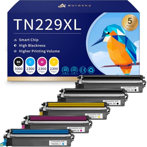 Image of TN229XL TN 229xl Toner Cartridge with Chip Compatible for Brother TN 229xl TN-229 229XL Toner Cartridges Work for MFC-L3780CDW HL-L3280CDW MFC-L3720CDW HL-L3220CDW HL-L3300CDW Printer (5 pack)
