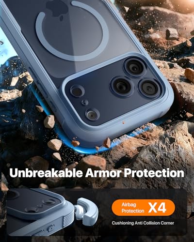 Diaclara Magnetic & Screen Protector for iPhone 17 Pro Max Case,Blue