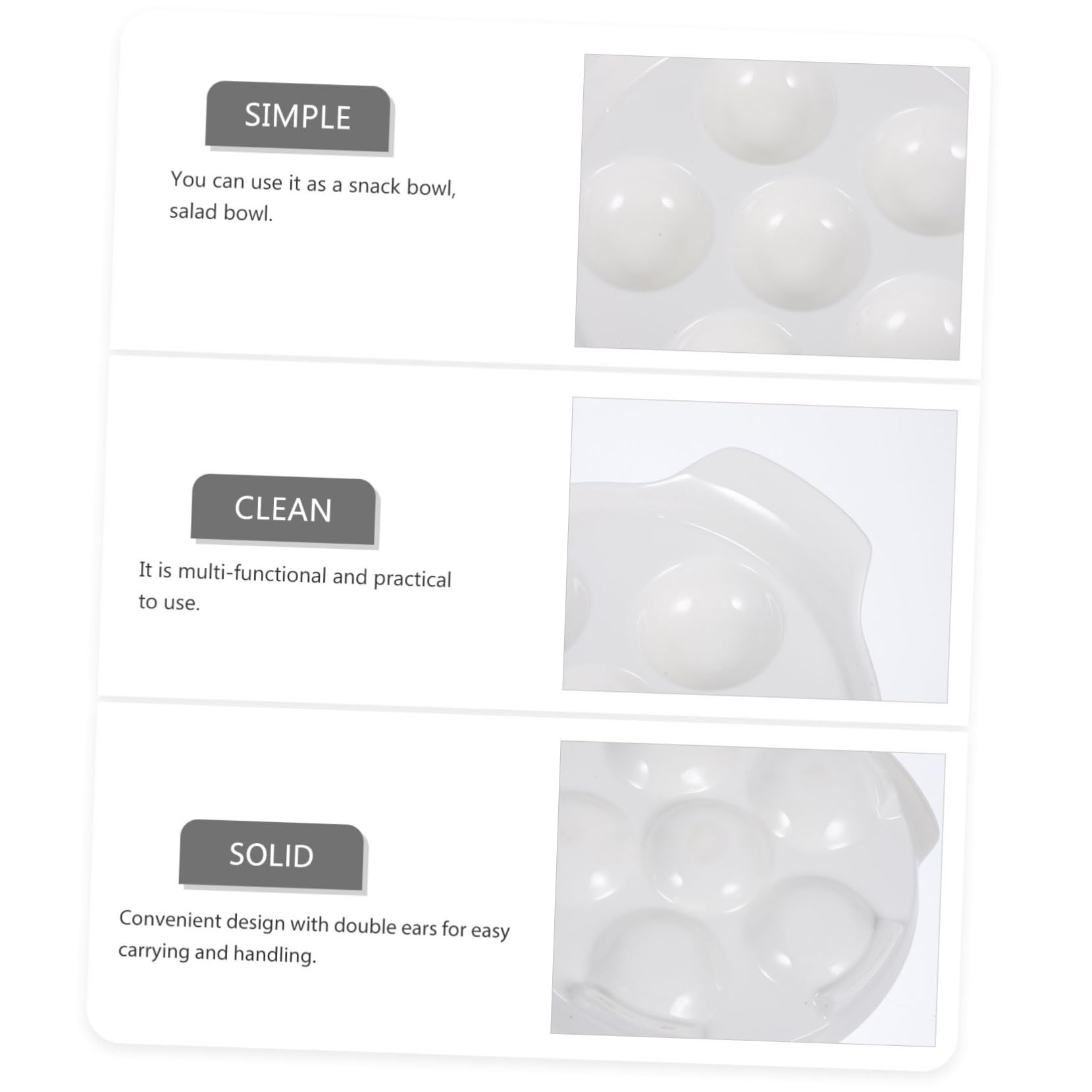 NUOBESTY Platos de Aperitivo de Cerámica Doble Oreja 18 Cm Porcelana Resistente Alta Temperatura para Caracoles Mariscos Cocina Hogar Pack 4 Unidades