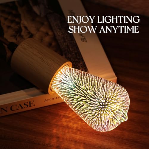 Porseme LED Light Bulb 3D Fireworks Decorative Glass ST19 Bulb, E26 Base, 4W, AC100-240V, Soft Warm Light, Romantic Decor for Home, Bedroom, Party - image 2