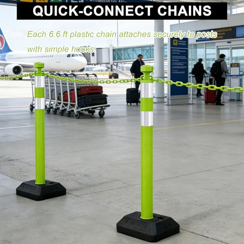 Image of OrangeStar 6 Pack Traffic Delineator Posts, 40 inch Crowd Control Stanchions