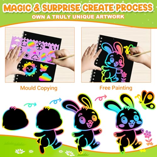Image of ZMLM 24 Pack Rainbow Art Scratch Notebooks for Kids Birthday Party Favors