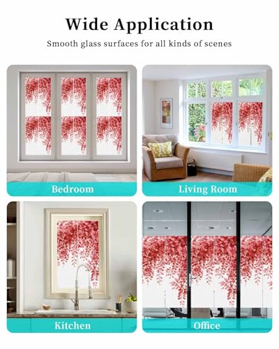 Vinilo decorativo para ventana hojas rojas 23.6''x59'' miniatura 7