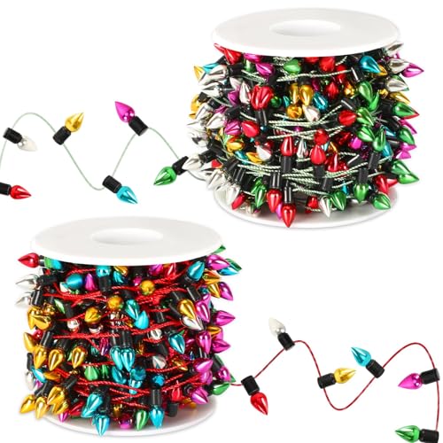 2 PCS Mini Falso Guirnalda Navideña 5m Guirnaldas Luces Simulación para árbol de Navidad Miniatura para Casa de Muñecas Decoración Accesorio para de Juguetes Muñecas (B)