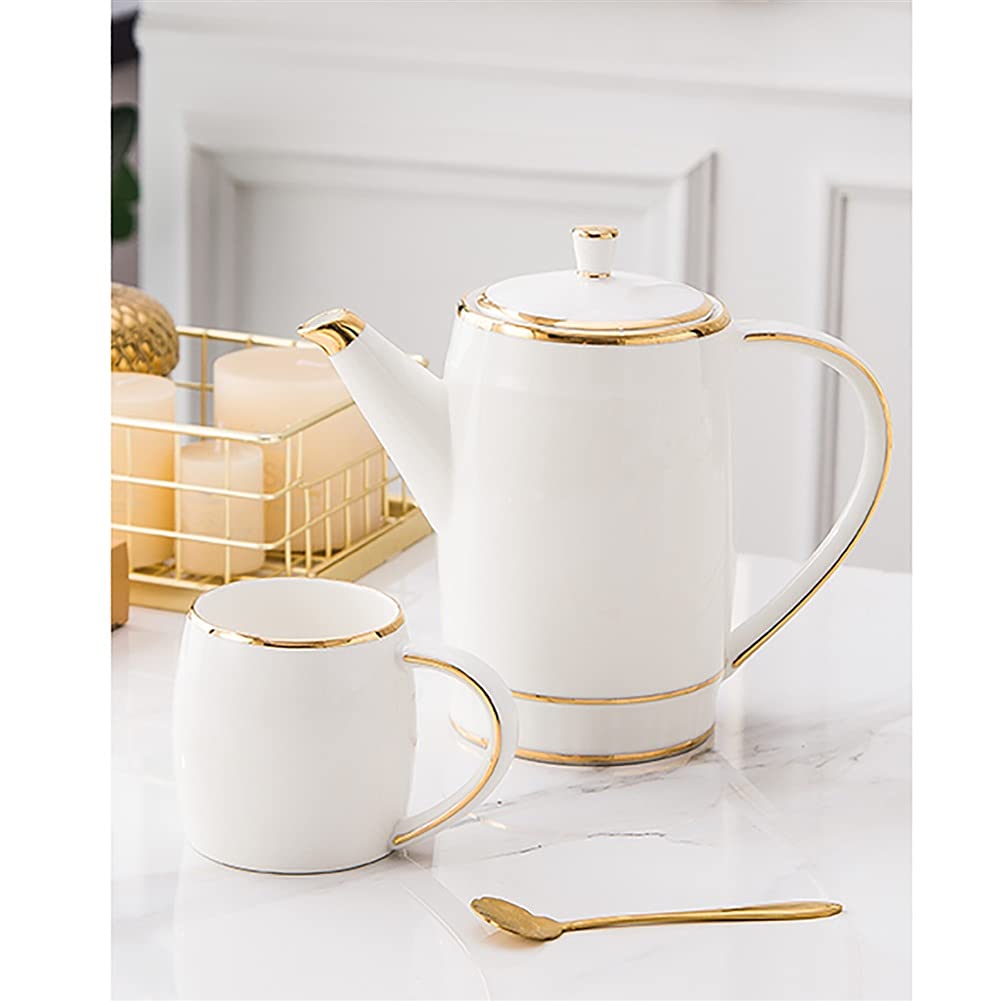 Set da tè, Tazza da Acqua di Lusso Leggera in Ceramica per Uso Domestico, teiera/Tazza da tè per Soggiorno, utilizzata per/Matrimonio/casa/Ufficio(Bianco