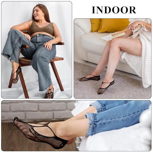 Women's Black Lace Fishnet Ankle Socks - Mesh, Non Slip, Ultra Thin, Crew, Fancy Dress, Hollow Out Net Socks3