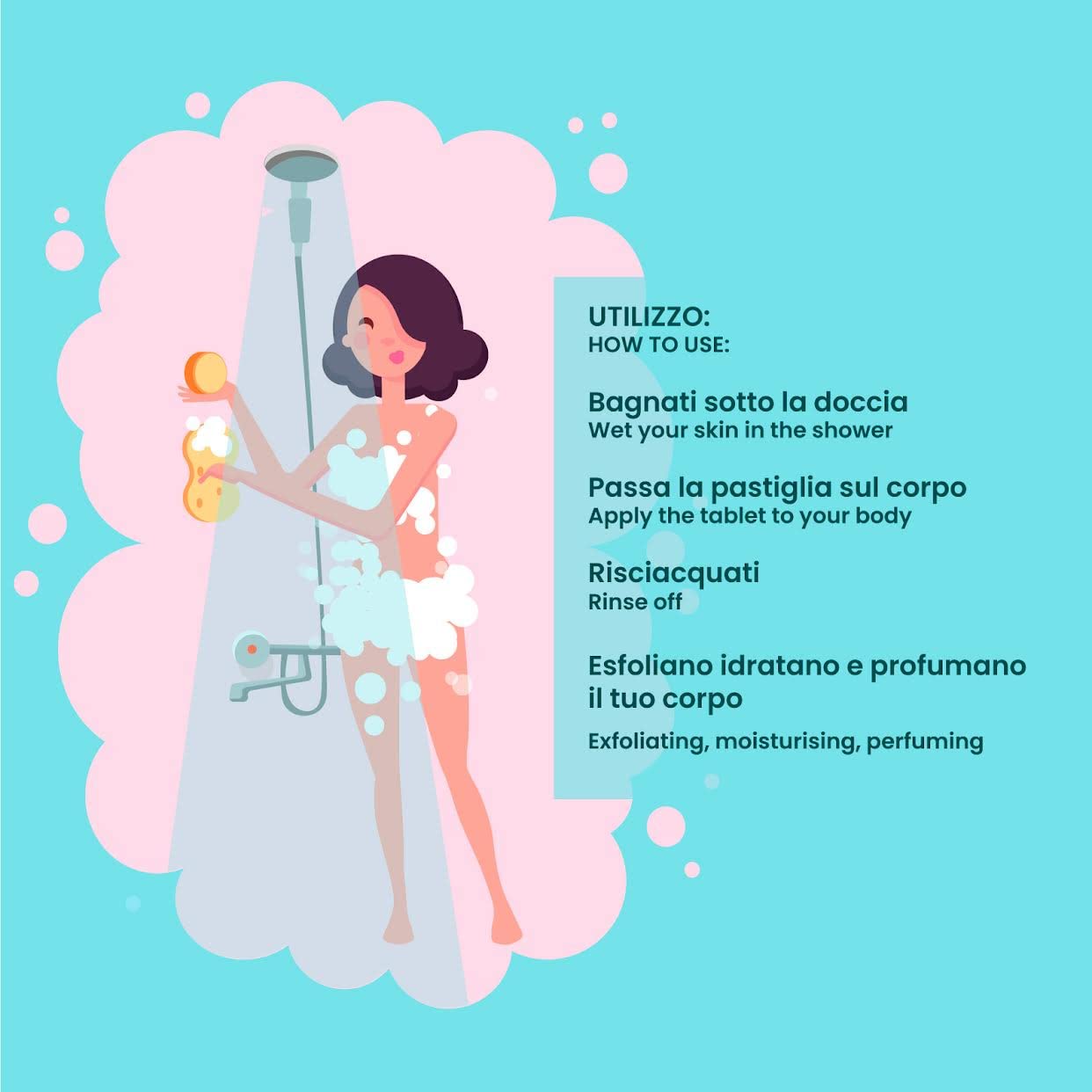 3 Bombe Da Doccia fatte a Mano, Made in ITALY, 3 azioni in 1 Scrub Oli Essenziali, Aromaterapia, Relax e Benessere. Naturali Vegane Bio. Bombe Da Bagno. Idea Regalo Donna, Ragazza, Utile, Originale.