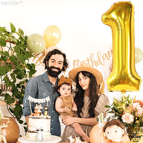 Image of KatchOn, Gold Number 1 Balloon 40 Inch, Happy Birthday Number Balloon