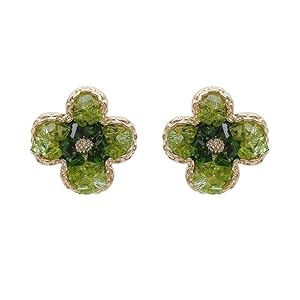 18K Gold-Plated Clover Stud Earrings wit...