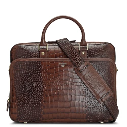 Image of Da Milano Leather Laptop Bag for Men & for Women - Fits Up To 15 inch Laptop - Brown | Leather Laptop Bag