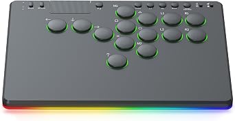 14 Keys Leverless Controller Arcade Stick with RGB All-Button Arcade Controller Supports Hot Swap for Switch/Ps 4/PC Gaming