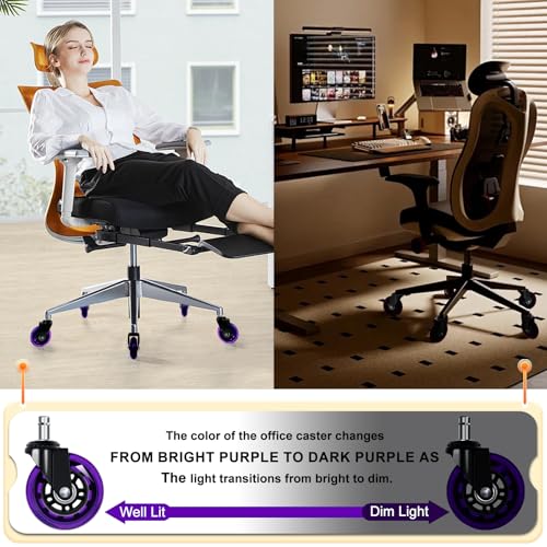 Image of Office Chair Wheels for Casters Replacement - 3 inch Rubber Wheels for Computer Gaming Desk Caster Smooth & Safe Rolling for All Floors Including Hardwood and Carpet - Set of 5 - Purple