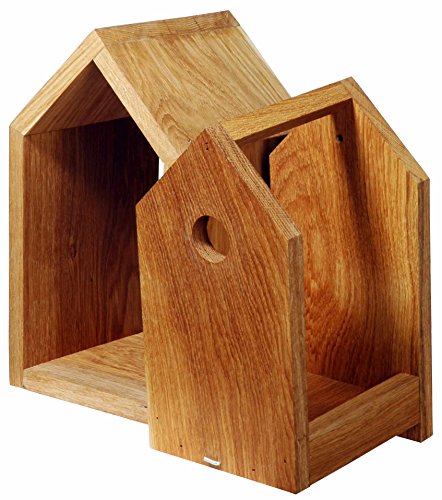 Luxus-Vogelhaus 46760e Designer Nistkasten für Vögel, aus Holz (Eiche, Massivholz), für Garten, Balkon, mit Spitzdach… – Bild 4