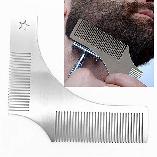 1 Pcs Beard Shaper Template Beard Shaping Tool Stainless Steel Styling Template Facial Hair Grooming Trimming Tool For Mustache Goatee Sideburns Trimming #TOP5