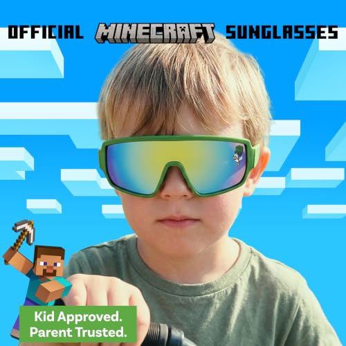 Image of ARKAID Minecraft Boys Sunglasses | Official Minecraft Gear | 100% UV Protection | Official Minecraft Boys Sunglasses and Sports Wraps | Impact Resistant | Gift Idea | Fits Most Kids