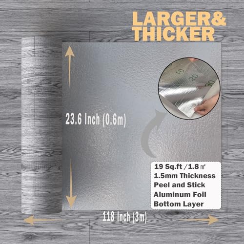 Image of Oxdigi Peel and Stick Vinyl Flooring Roll 23 inchx 118 inch /19 Sq.Ft, Thicken Self Adhesive Vinyl Floor Tiles Wood Plank Flooring Waterproof Wear-Resistant for Any Room, Easy DIY Floor Coverings, Grey Wood