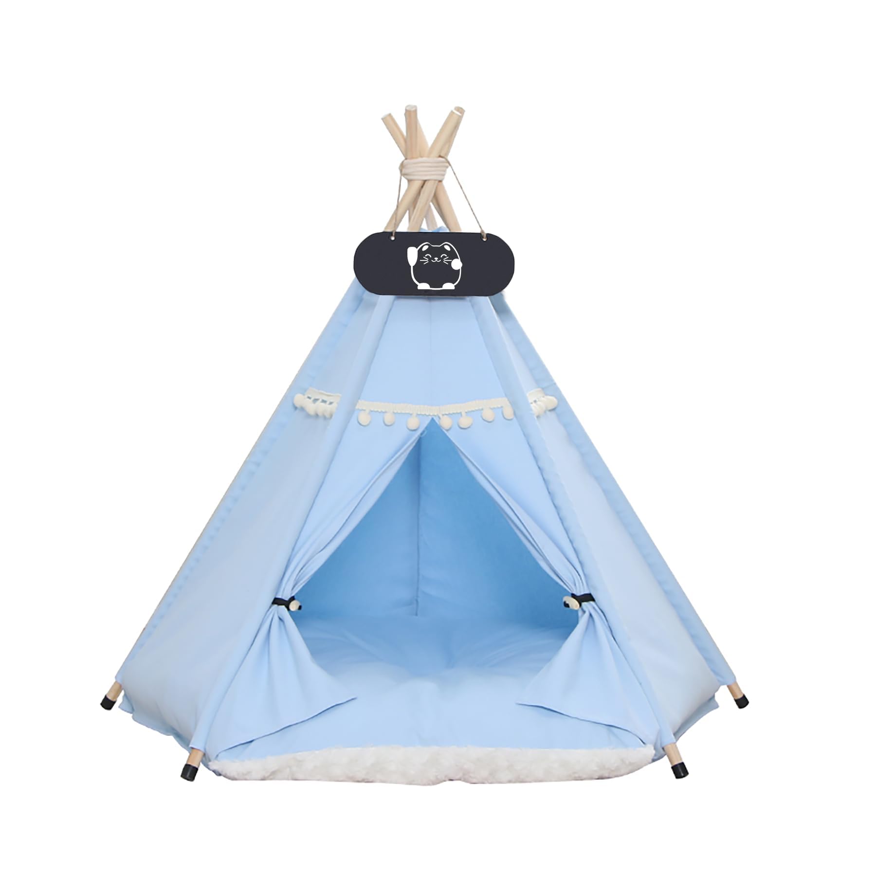 LINCYS Pet Teepee with Pillow Bed for Dogs and Cats, Cats with Washable Pillow, Dog Cat Tent Removable and Washable,B,M
