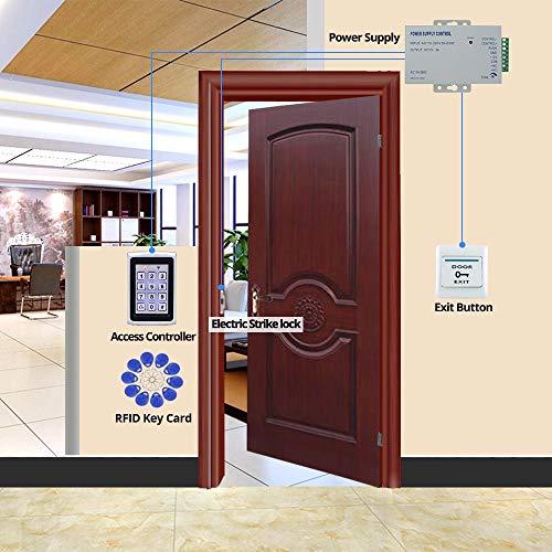 LIBO Voll Zugriffs Kontroll System Metall RFID Zugriffs Kontroll Tastatur 1000 Benutzer DC12V Elektroschloss Kathodenschloss für türschloss sicherheits System mit 10 RFID-Schlüsselanhänger