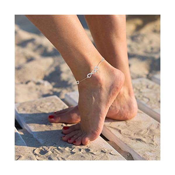 MABELLA-Anklets-Bracelet-18K-Gold-plated-Sterling-Silver-Adjustable-Infinity-Endless-Love-Heart-Charm-Jewelry-Jewelry-Gifts-for-Her MABELLA Anklets Bracelet 18K Gold plated Sterling Silver Adjustable Infinity Endless Love Heart Charm Jewelry Gifts for Her